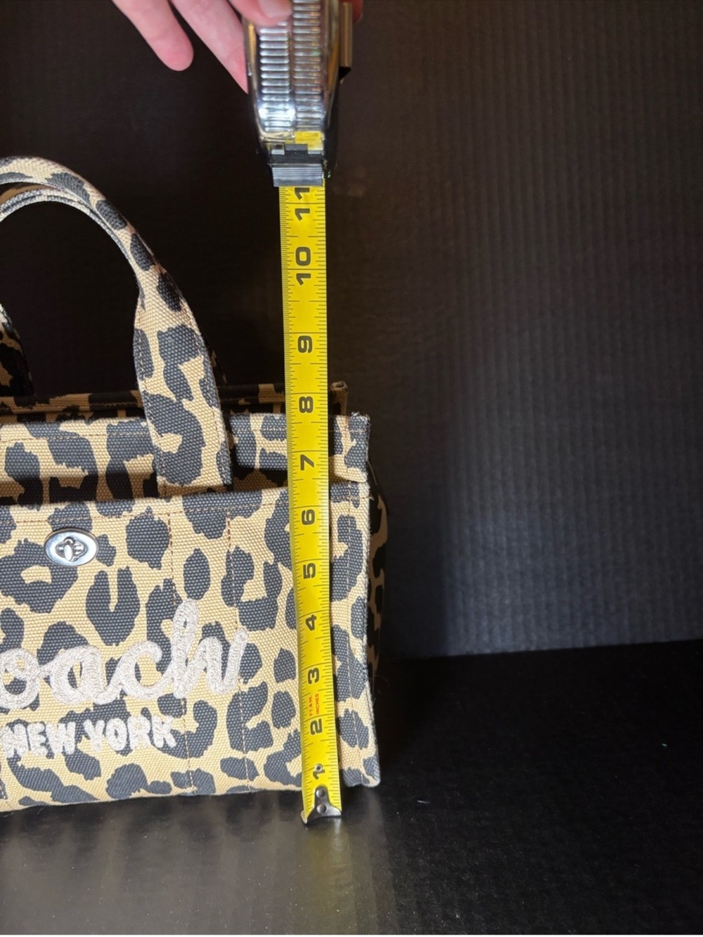 COACH Leopard Canvas Tote 26 - Tan & Black - Picture 7 of 11